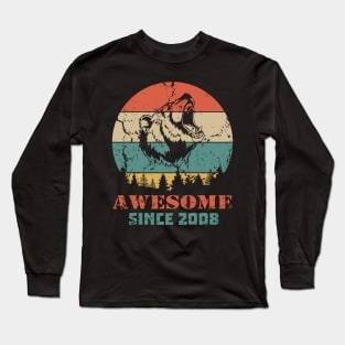 Awesome Since 2008 Year Old School Style Gift Women Men Kid Long Sleeve T-Shirt